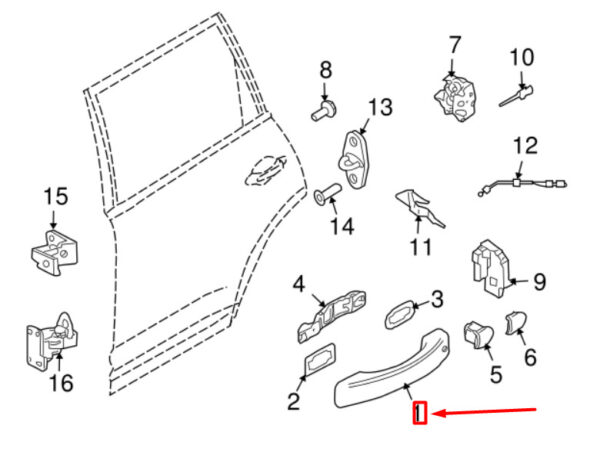 95553103201G2X - Porsche Cayenne 9pa door handle 95553103201G2X NEW ORIGINAL