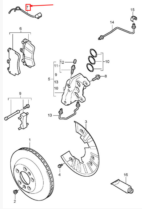 95561236500 - Porsche Cayenne 9pa Front Brake Pad Wear Warning Sensor 95561236500 NEW