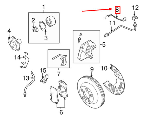 95561236550 - Porsche Cayenne 9pa brake lining wear sensor front 95561236550 NEW ORIGINAL