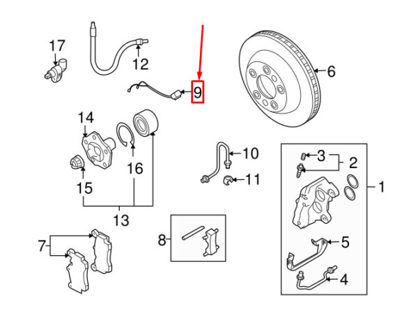 95561236570 - Porsche Cayenne 9pa Rear Brake Pad Sensor Cable 95561236570 NEW ORIGINAL