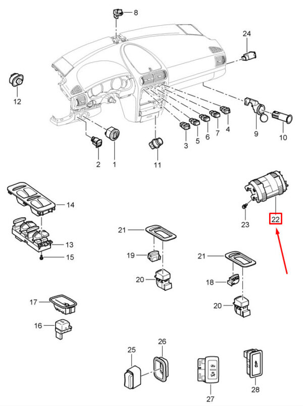 95561325700 - Porsche Cayenne 9pa Chassis Adjustment Switch 95561325700 NEW REAL