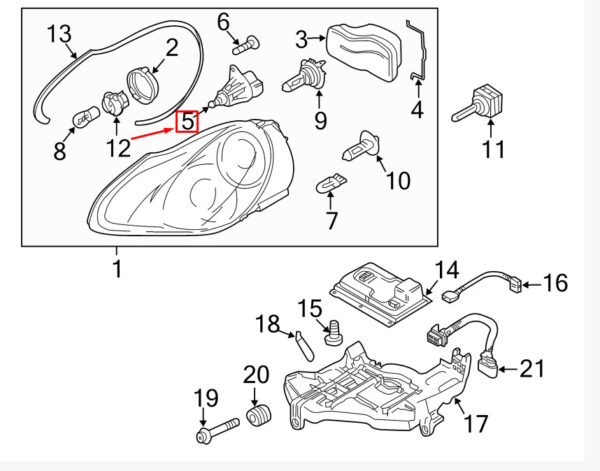 95562420910 - Porsche Cayenne 9pa Headlight Range Regulation 95562420910 NEW ORIGINAL