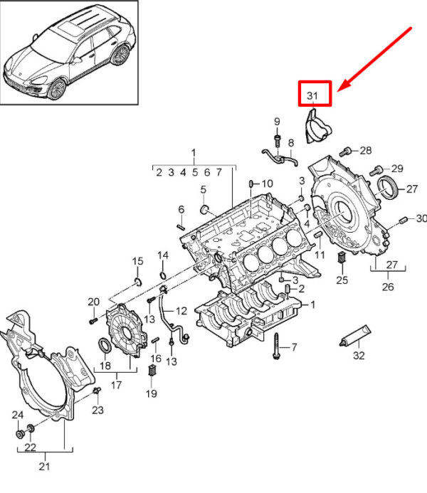 95810156520 - Porsche Cayenne 9pa Motor Shaft Oil Gasket Lid 95810156520 NEW ORIGINAL