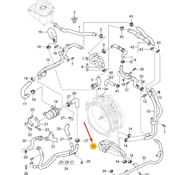 95810607310 - Porsche Cayenne 92a Drive Motor Inverter Coolant Line 95810607310