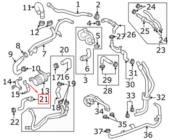95810635630 - Porsche Panamera 970 Engine Coolant Hose 95810635630 NEW GENUINE