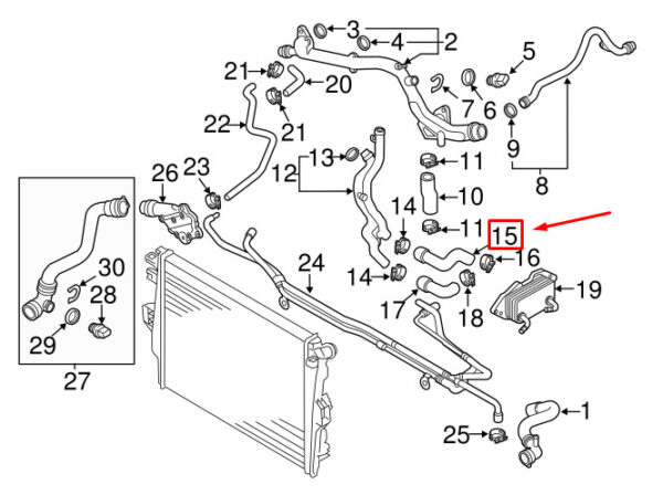 95810645900 - Porsche Cayenne 92A Coolant Hose 95810645900 NEW ORIGINAL