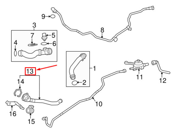 95810646500 - Porsche Cayenne 92A Engine Cooling Tube 95810646500 NEW ORIGINAL