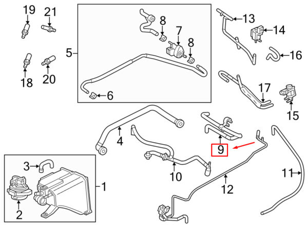 95811035020 - Porsche Cayenne 92A Evaporative Emission System Line 95811035020 NEW REAL
