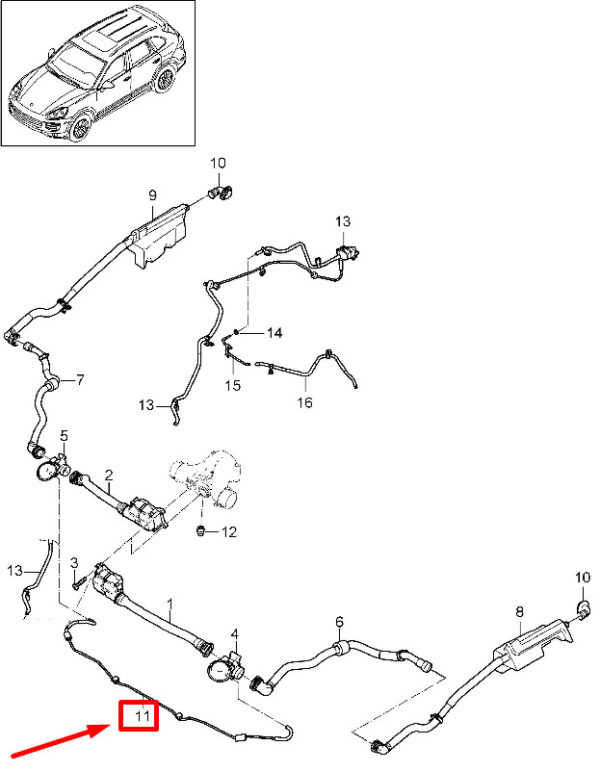 95811045800 - Porsche Cayenne 92A Intercooler Vacuum Line 95811045800 NEW Original