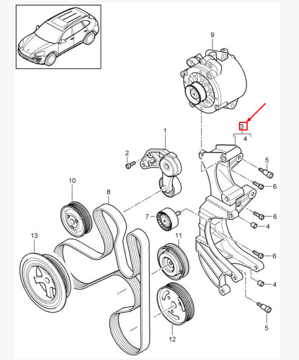 95814715100 - Porsche Cayenne 92A alternator mount 95814715100 NEW ORIGINAL