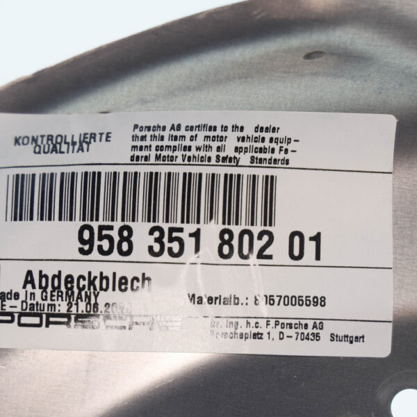 95835180201 - Porsche Cayenne 92A Front Brake Disc Right Splash Shield 95835180201 NEW GENUINE