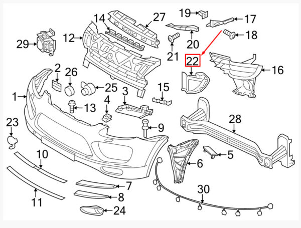 958505333109B9 - Porsche Cayenne 92a Front Bumper Left Air Route 958505333109B9 NEW