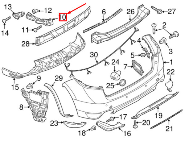 95850539300 - Porsche Cayenne 92a bumper holder rear left 95850539300 NEW ORIGINAL