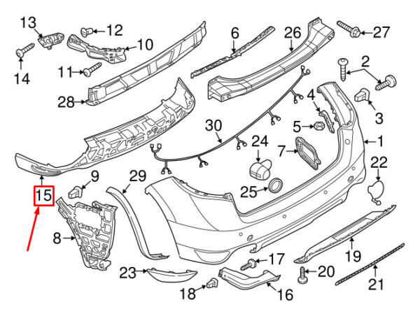 958505521009B9 - Porsche Cayenne 92A support frame for rear lower bumper 958505521009B9part