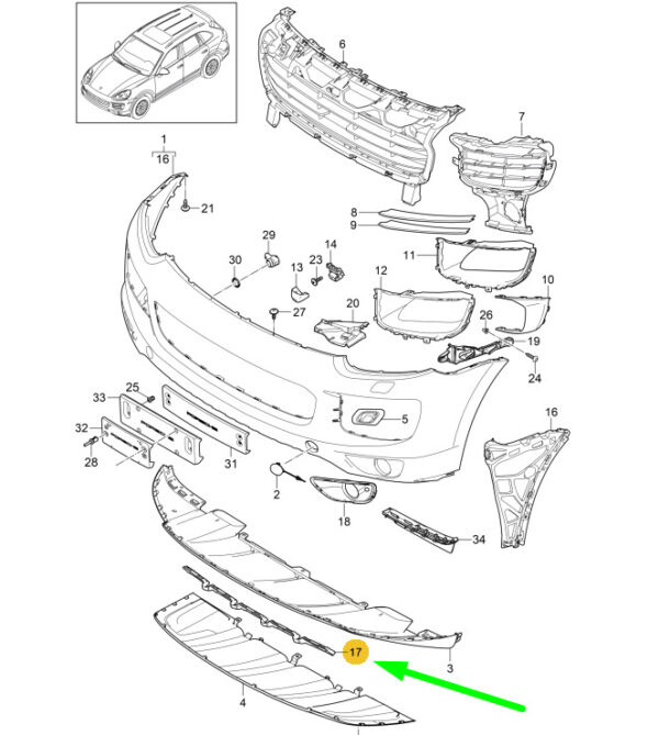 95850581950 - Porsche Cayenne 92A Front Spoiler Bar Sport Design 95850581950 NEW ORIGINAL