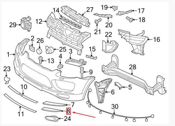958505877109B9 - Porsche Cayenne 92A bumper trim front left bottom 958505877109B9 part