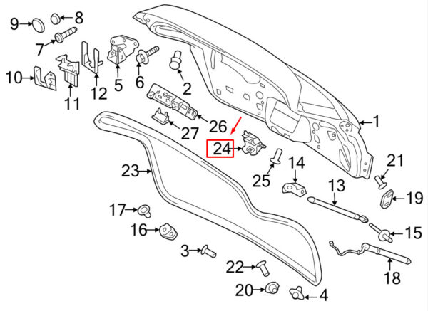 95851250506 - Porsche Cayenne 92a trunk lock rear 958512506 NEW REAL