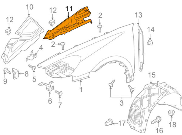 9585565830301C - PORSCHE CAYENNE 92A FRONT LEFT FENDER COVER 9585565830301C NEW GENUINE