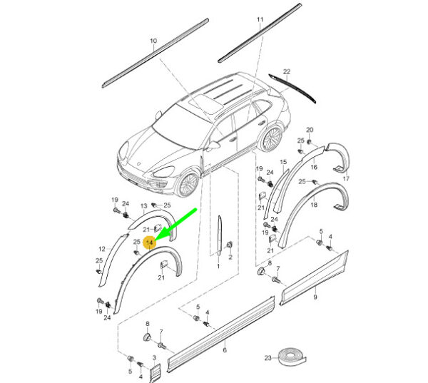 95855972730G2X - PORSCHE CAYENNE 92A FRONT LEFT WHEEL ARCH TRIM 95855972730G2X NEW GENUINE