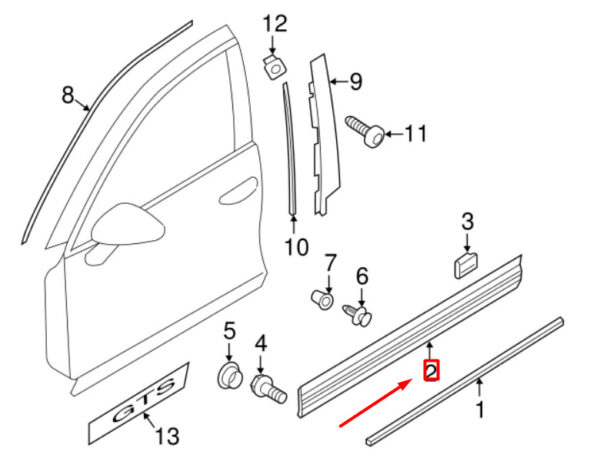 95855978713G2X - Porsche Cayenne 92A door strip front left bottom 99855978713G2X NEW ORIGINAL