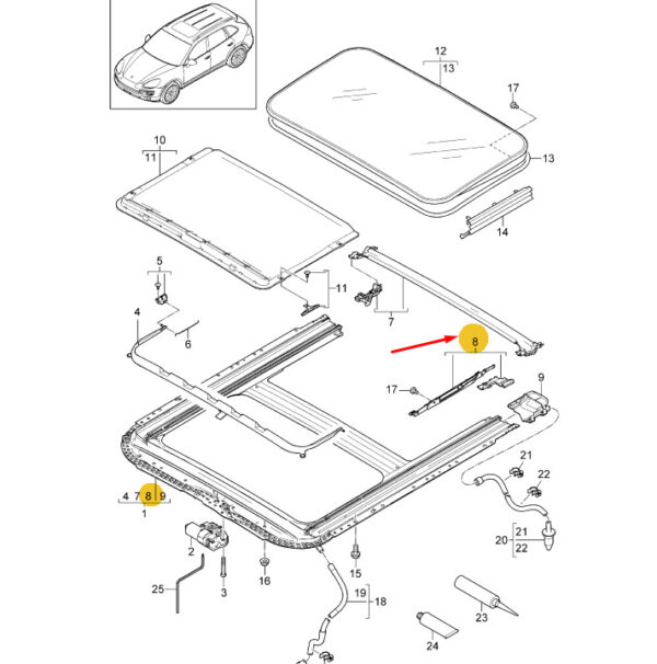 95856415300 - Porsche Cayenne 92A Sunroof Guide Repair Kit 95856415300 NEW GENUINE