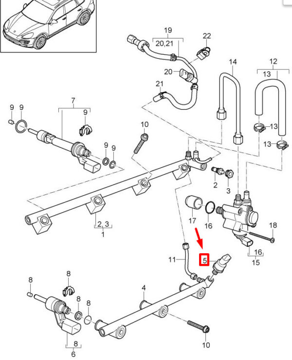 95860623020 - Porsche Cayenne 9pa Fuel Pressure Sensor 95860623020 NEW ORIGINAL