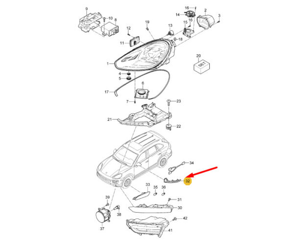 95863110131 - Porsche Panamera 970 Auxiliary Light DRL Front Right 95863110131 NEW Genuine