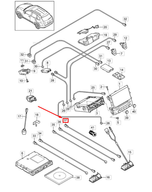 95897115801 - Porsche Cayenne 92a Rear View Camera Connector Cable 95897115801 NEW REAL