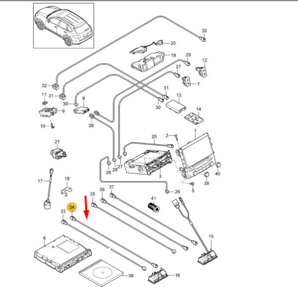 95897129802 - Porsche Cayenne 92a Rear View Camera Connector Cable 95897129802 NEW REAL
