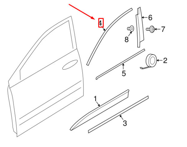 95B853985A041 - Porsche Macan 95B Front Left Door Shows Molding Part 95B853985A041 NEW REAL