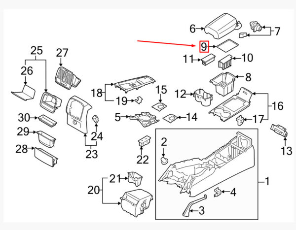 95B863301D - Porsche Macan 95b Front Console Mat 95B863301D NEW ORIGINAL