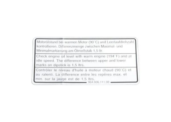 96400611100 - Original sticker Porsche 911 964 00611100