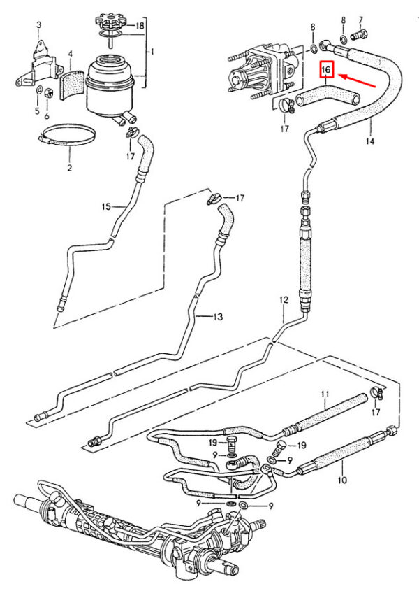 96434744503 - Porsche Carrera 911 964 power steering hose 96434744503 NEW ORIGINAL