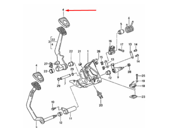 96442321001 - PORSCHE 911 964 Clutch or Brake Rubber Pad RHD 964432321001 NEW GENUINE