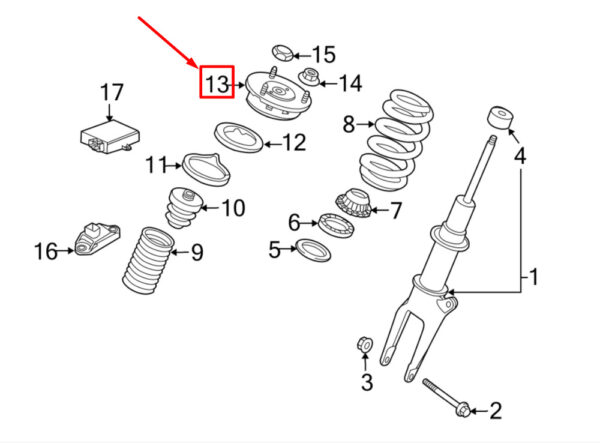 97034301804 - PORSCHE PANAMERA 970 Front Right Upper Strut Mount 97034301805 NEW GENUINE
