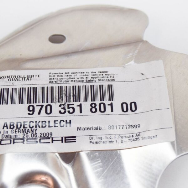97035180100 - PORSCHE PANAMERA 970 Front Left Brake Disc Cover Plate 97035180100 NEW