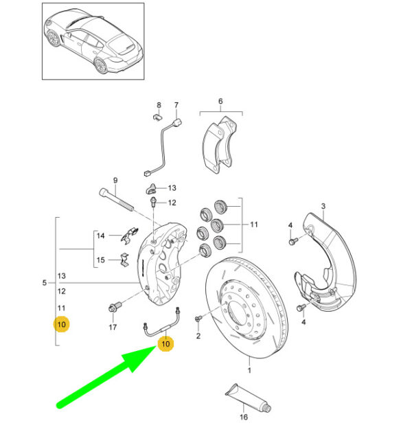 97035196210 - Porsche Panamera 970 Brake Link Line Front Right 97035196210 GENUINE