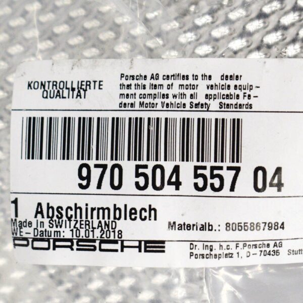 97050455704 - Porsche Panamera 970 rear muffler heat shield 97050455704 NEW REAL