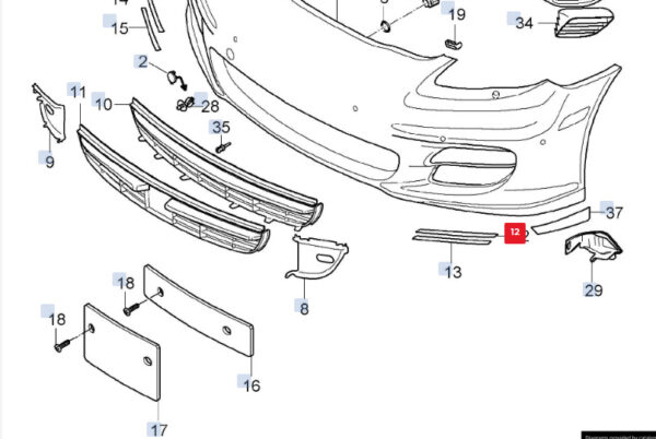 970505573001E0 - Porsche Panamera 970 fog light cover front left top 970505573001E0