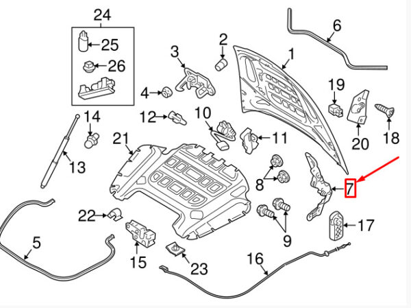 97051115202 - Porsche Panamera 970 bonnet right hinge 97051115202 NEW REAL