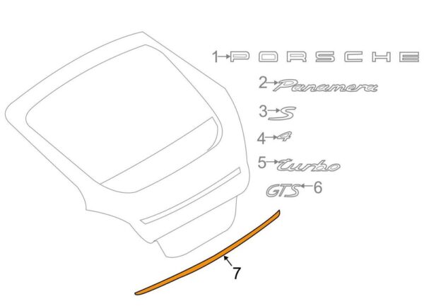 97051237003 - Porsche Panamera 970 Tailgate Trim 97051237003 NEW GENUINE