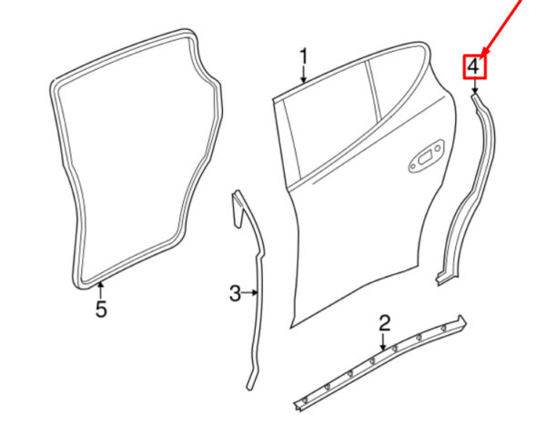 97053627501 - Porsche Panamera 970 Door Rubber Gasket Rear Left 97053627501 NEW ORIGINAL