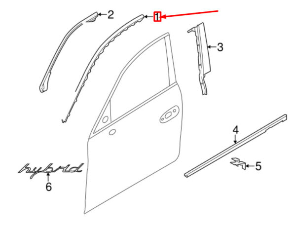 97053648206V09 - Porsche Panamera 970 door frame strip rear right 97053648206V09 NEW ORIGINAL