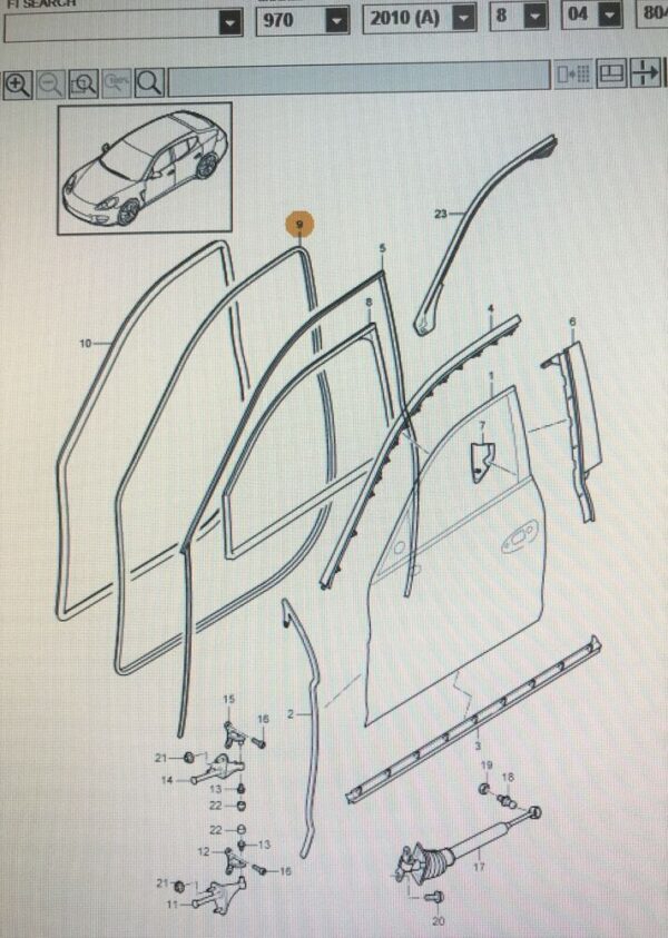 97053727501 - NEW PORSCHE PANAMERA 09-16 FRONT LEFT DOOR SEAL 97053727501 GENUINE