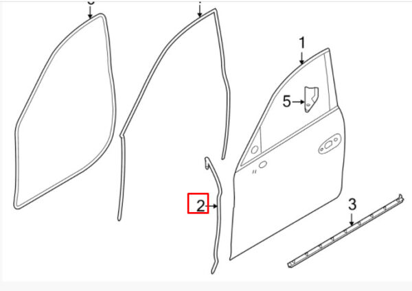 97053753102 - Porsche Panamera 970 Front Left Door Seal 97053753102 NEW GENUINE