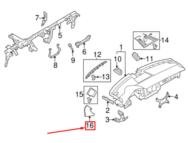 970552406006W0 - Porsche Panamera 970 dashboard bezel right 970552406006W0 part