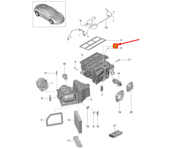 97057385700 - Porsche Boxster Spyder 981 Blower Housing Tension Spring 97057385700, NEW, GENUINE