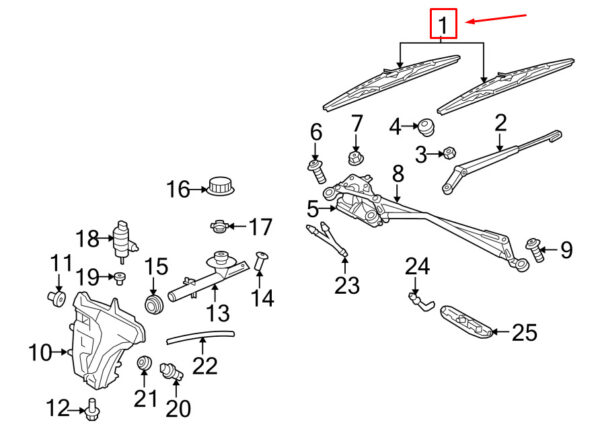 97062890300 - Porsche Panamera 970 Front Wiper Blade Set LHD 97062890300 NEW GENUINE