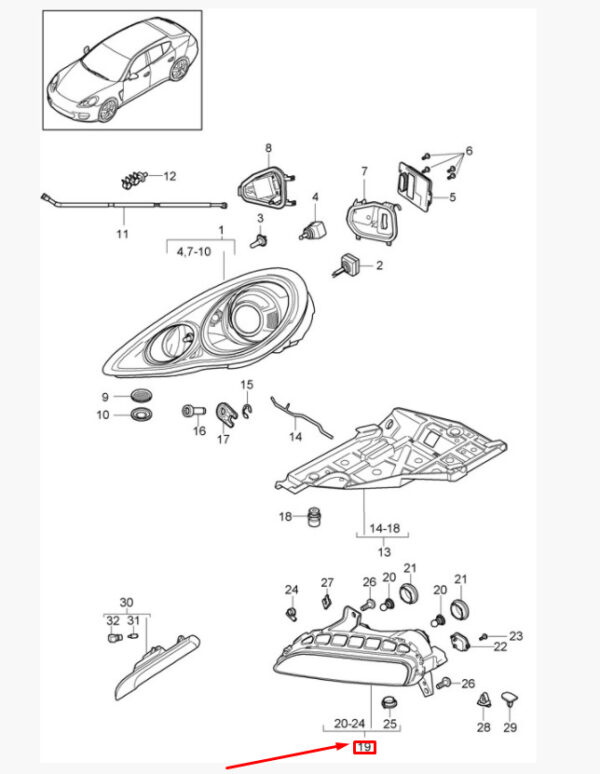 97063108253 - Porsche Panamera 970 Front Right Indicator 97063108253 NEW GENUINE