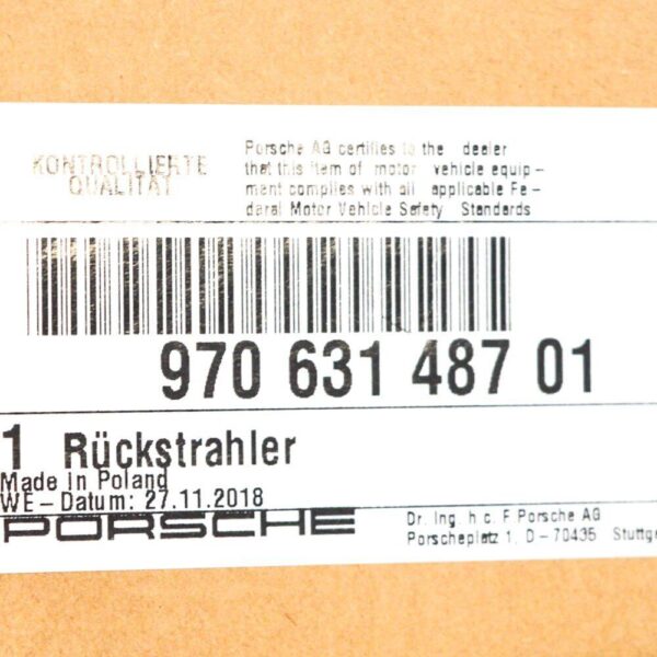 97063148701 - Porsche Panamera 970 rear bumper reflector left 97063148701 NEW ORIGINAL